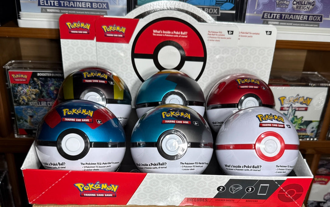 Pokémon Poke Ball Tin Display Sealed Case: 4Q2024 Reprint. 6 Pokeballs in total.