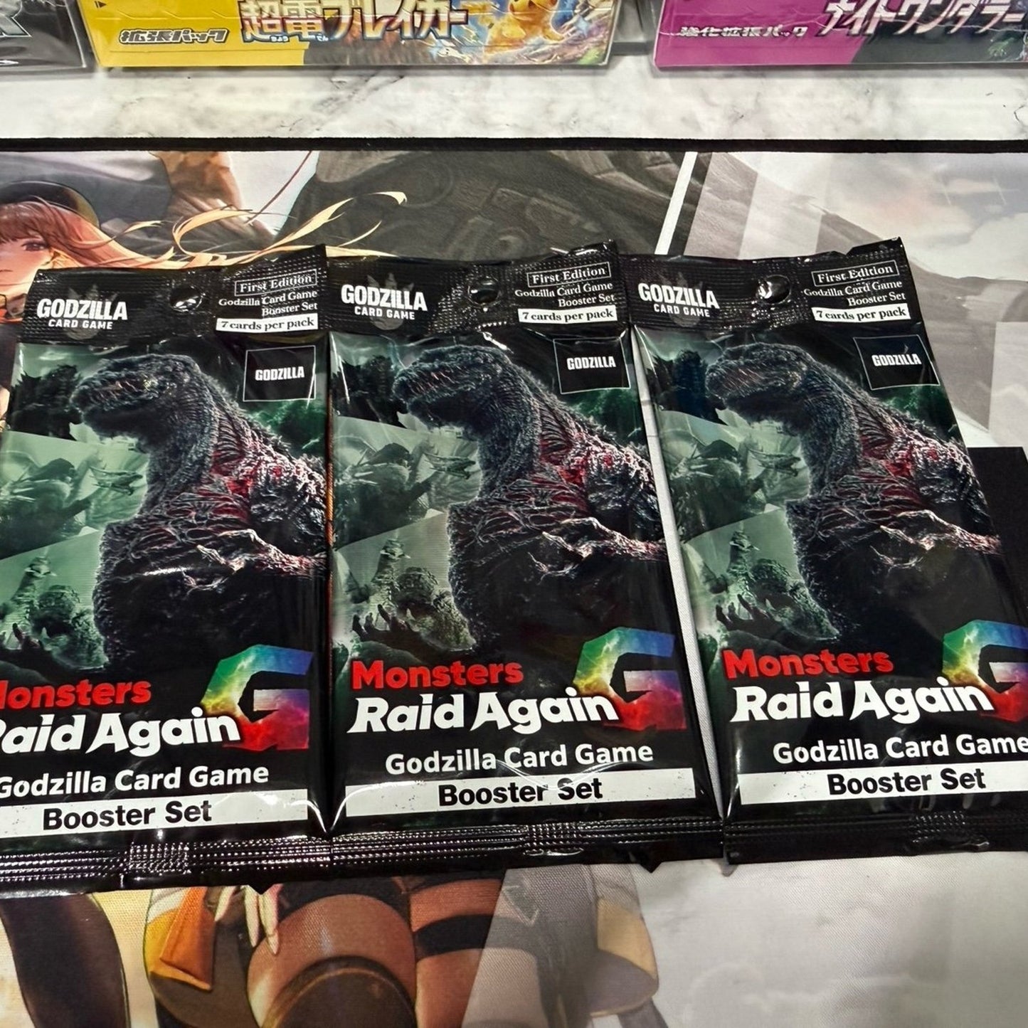 Godzilla TCG Monsters Raid Again BP02 3 Booster Packs NEW SEALED