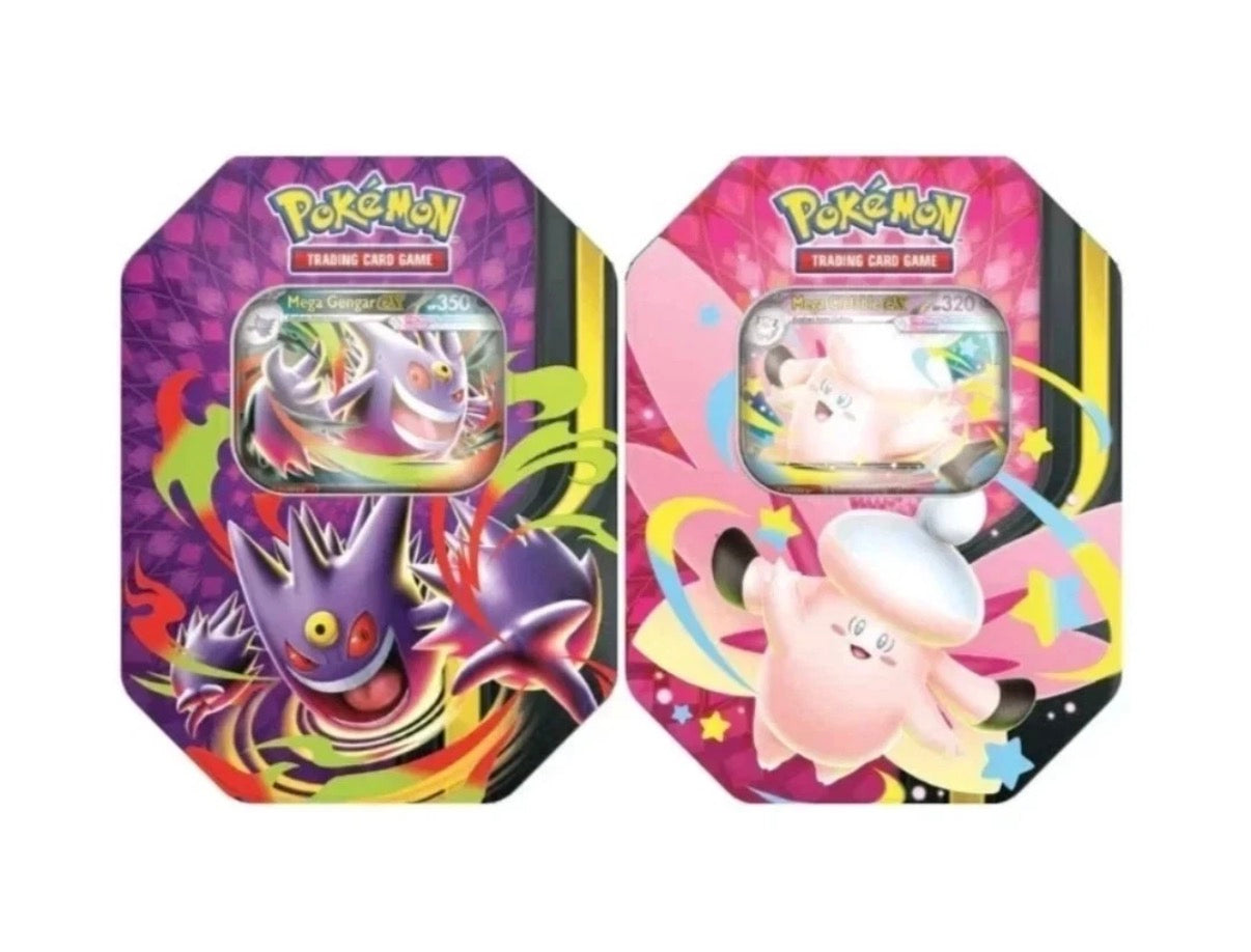 Pokemon Mega Moonlit Tin Mega Clefable and Gengar set of 2 Tins