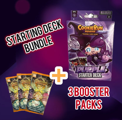 Cookie Run TCG Starter Deck and 3 Booster Pack Bundle- Ages of Heroes and Kingdoms