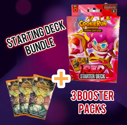 Cookie Run TCG Starter Deck and 3 Booster Pack Bundle- Ages of Heroes and Kingdoms