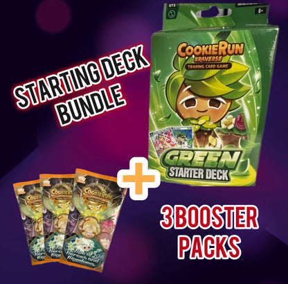 Cookie Run TCG Starter Deck and 3 Booster Pack Bundle- Ages of Heroes and Kingdoms