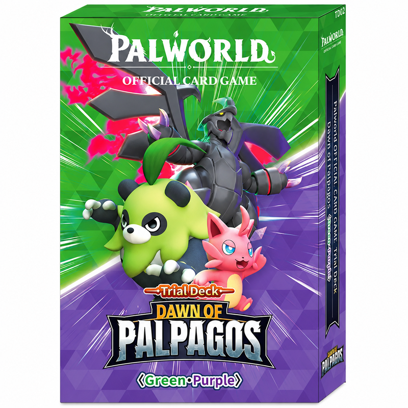 Palworld Official Card Game Dawn of Palpagos Green Purple Trial Deck