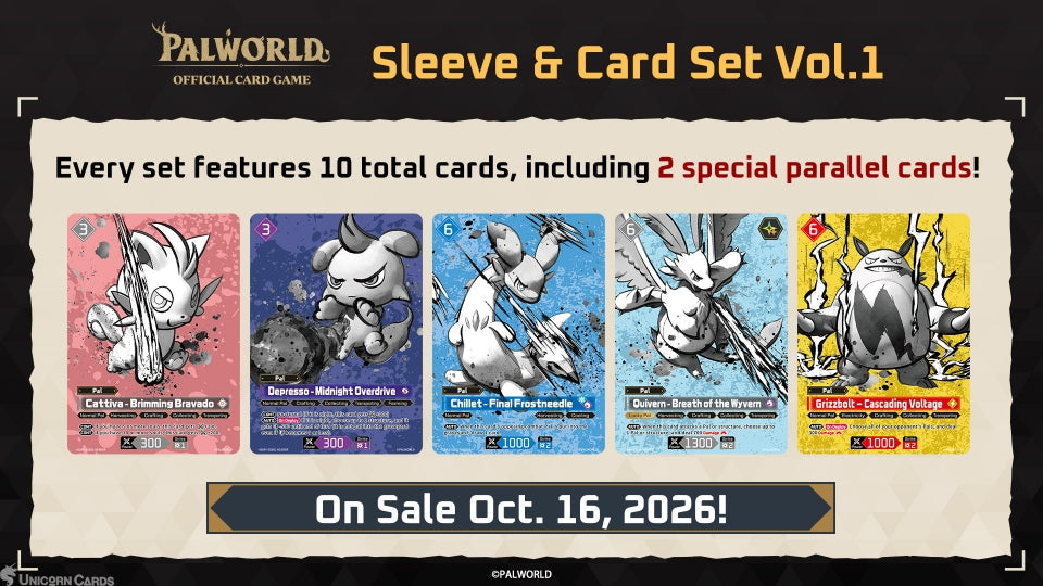Palworld Official Card Game Sleeve and Card Set Vol. 1 included card selection